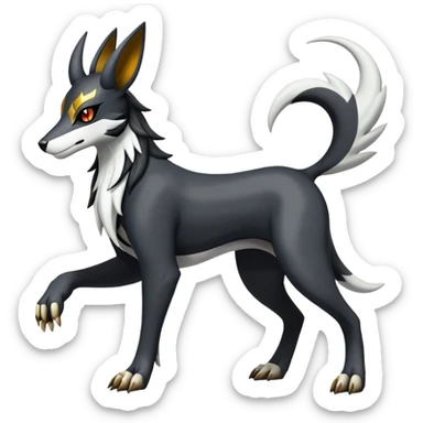 Shiny Exotic Excessive Mysterious Houndoom-Mightyena-Pokémon-Fakémon-hybrid-creature (full body) sticker