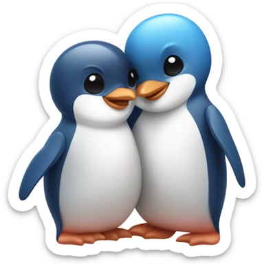 Pink penguin hugging a blue penguin  sticker