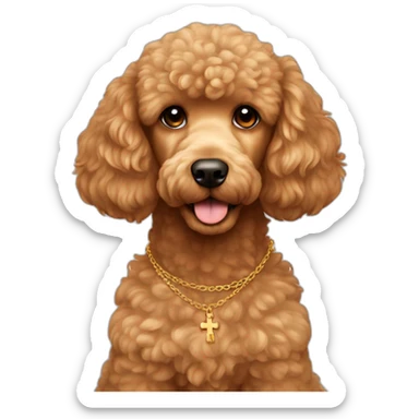 Light Brown golden poodle with cross necklace sticker