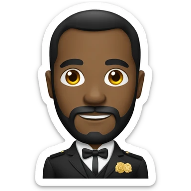 black james bond with beard sticker