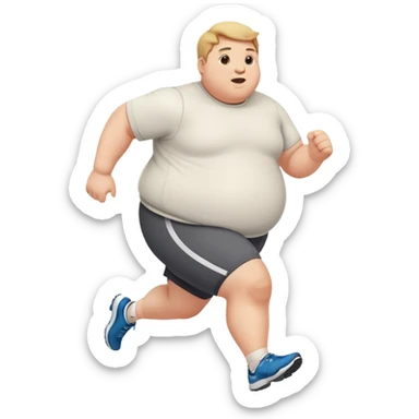Fat person running sticker