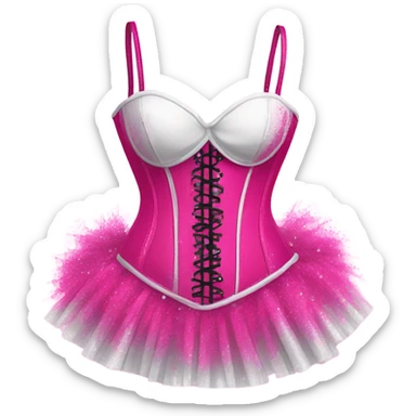 Hot pink corset and bikini bottom tutu with glitter with white paint dripping sticker
