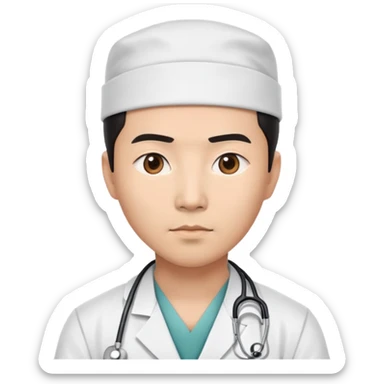 serious asian photorealistic doctor sticker