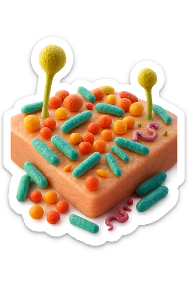 microbiota cutaneo in 3d sticker