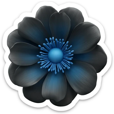 Black and blue flower real sticker