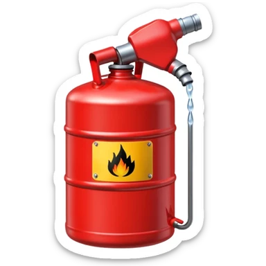 red gasoline canister plain pouring drops of diesel sticker