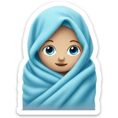 a little newborn baby  wrapped in blue blanket, blue eyes  sticker