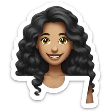 23 year old beautiful girl with long wavy black hair smiling laptop sticker