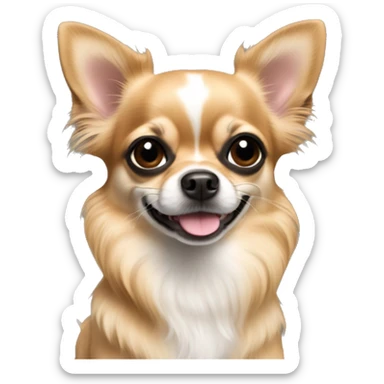 Fawn sable long hair chihuahua black ears and mouth sticker