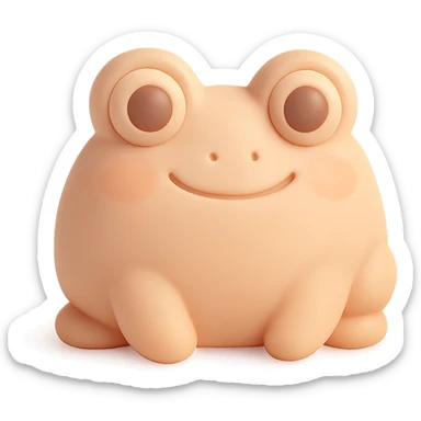 a green mochi with frog features, big eyes, gentle smile, soft shading sticker