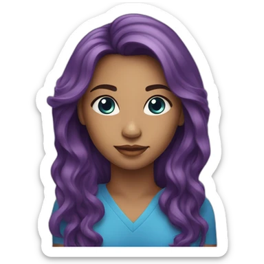 Mulher de cabelo roxo, pele clara e olho azul sticker
