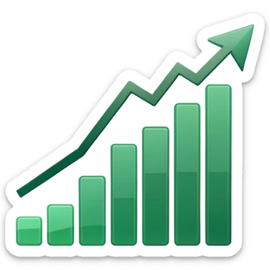 green bar chart decreasing with arrow sticker