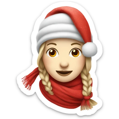Pretty female snowman with red hat and red scarf sticker