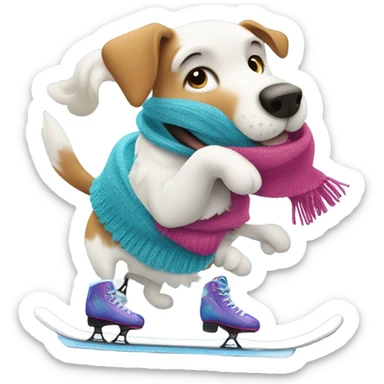 Dog ice scateing  sticker