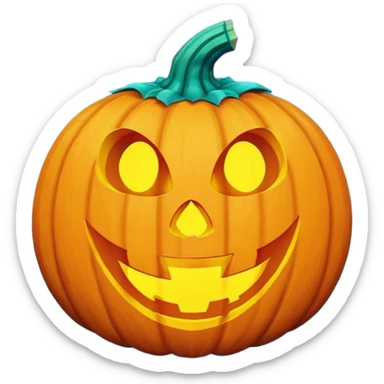 glowing jack-o'-lantern, only purple and cyan colors sticker