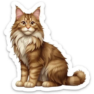 cinematic-[maine coon cat]-realistic-full-body-sitting-emoji,-tail-curled-playfully-around-its-paws,-head-tilted-dramatically,-scruffy-[maine coon]-fur,-simplified-yet-realistic-focused-features,-highly-detailed,-glowing-with-an-almost-sarcastic-glow sticker
