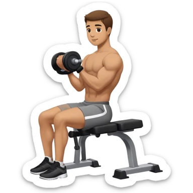 man seated weighted wrist curl sticker
