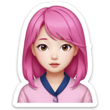 Jang wonyoung asian kpop cute girl pink coquette, pink hair sticker