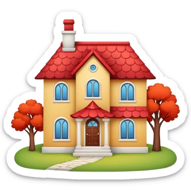 Cartoonish home with white border sticker