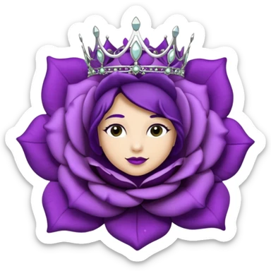Purple rose flower, silver circle plaque with silver tiara sticker