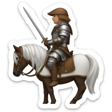 a white avar nomadic soldier on a horse from the side with leather armor on sticker