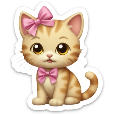 kitten with a bow on its head sticker