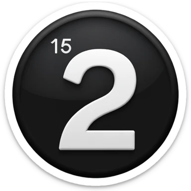 The number 15 in a black circle sticker