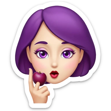 A female plum with eyes that is looking sweetly at ypu and blowing a kiss. you  sticker