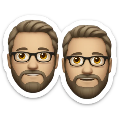 white man with round glasses and black straight short hair and short beard sticker