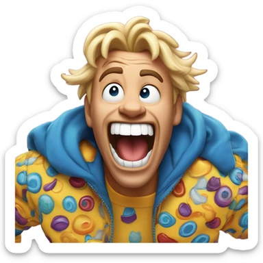 Max in an extremely goofy movie screaming his lungs out deep fried sticker