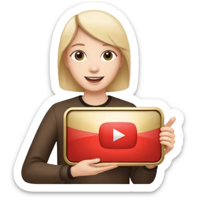 a happy holding youtube golden play button sticker