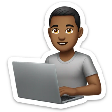 bitmoji front of laptop indonesian boy sticker