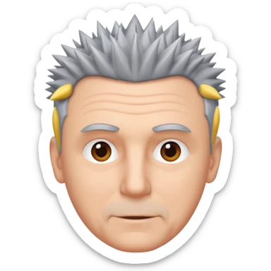 50 yr old white man short spike hair grey sticker