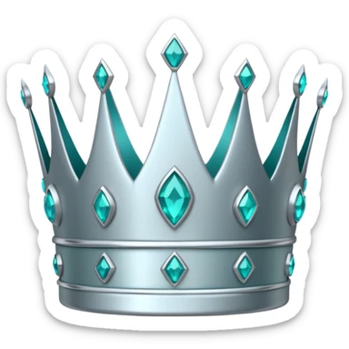 silver feminine crown with teal gems sticker