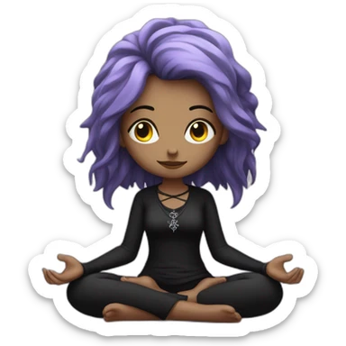goth girl meditating sticker