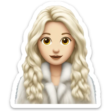 Beautiful white girl long hair fur-coat sticker