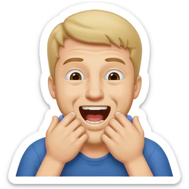 Guy have Both hands on his neck chocking himself laughing sticker