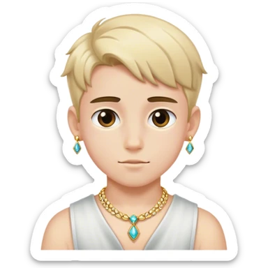 jewelry adorned boy portrait sticker