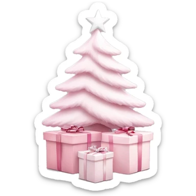 Light pink Christmas gifts under a white Christmas tree  sticker