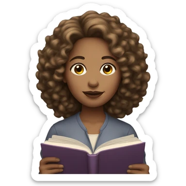 The woman with light skin and brown curly hair reading  sticker