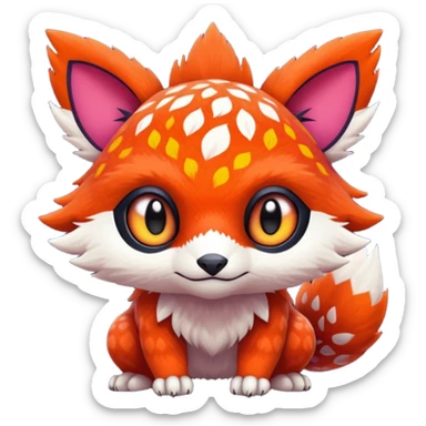 Cozy furry warm lush tropical colorful edgy exotic Fakémon-Pokémon-Vernid-creature sticker