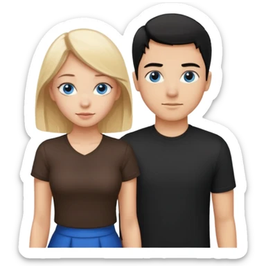 Pretty blonde girl with blue eyes bent over and guy with black hair and brown eyes standing behind her sexually  sticker