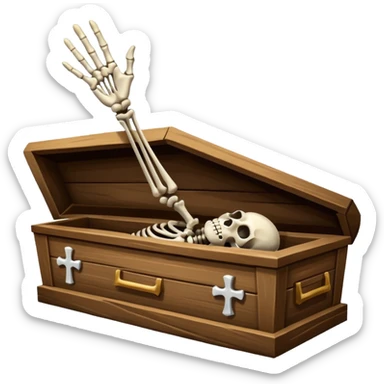 skeleton hand rising from coffin sticker