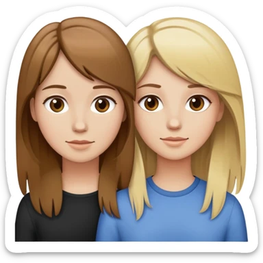 Crea 2 amigas, una de cabello castaño, otra de cabello metro  sticker