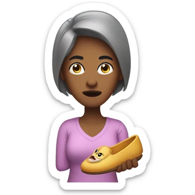 Angry mother with slipper in her hand sticker