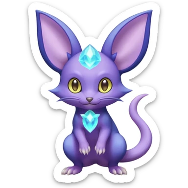 Celestial Crescent Lunar Lumine Stellar Rattata-Noibat-Espeon-Purrloin-Fakemon-hybrid-creature (full body) sticker
