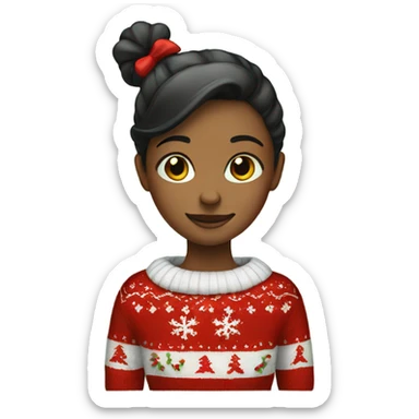 Girl with Christmas sweater sticker