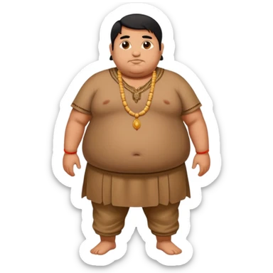 Fat brown Indian man. Full body. Black hair sticker