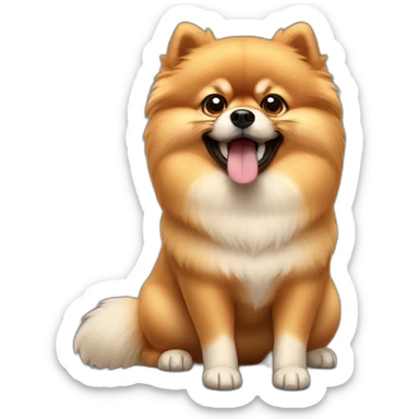 a pomeranian spitz showing off its muscles sticker
