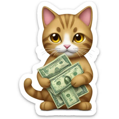 Cat holding money  sticker